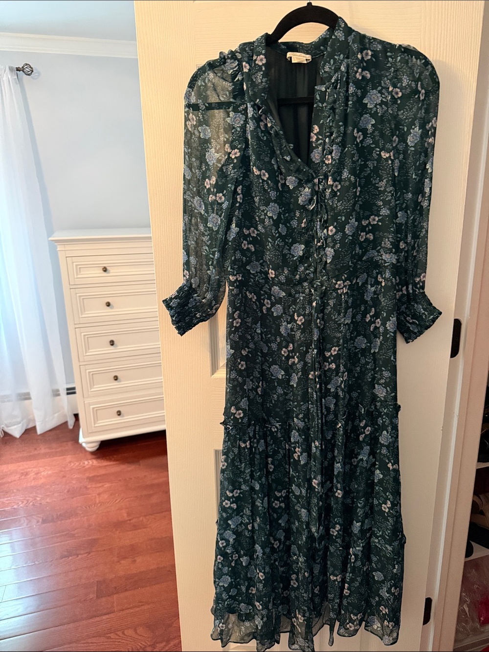 Shoshanna Dark Green Floral Maxi Dress